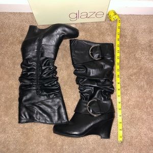 Glaze // black heeled leather boots